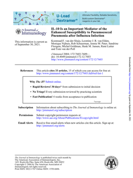 Pneumonia After Influenza Infection Enhanced Susceptibility To