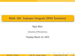 Improper Integrals (With Solutions)