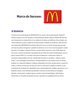 Marca De Sucesso: Mc Donald´S