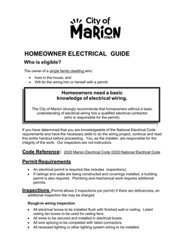 HOMEOWNER ELECTRICAL GUIDE Who Is Eligible?