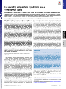 Freshwater Salinization Syndrome on a Continental Scale With