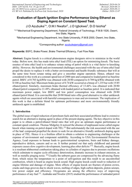 Evaluation of Spark Ignition Engine Performance Using Ethanol As Doping Agent on Constant Speed Test