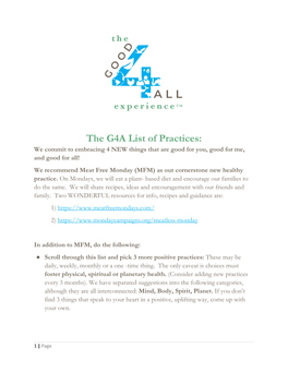 The G4A List of Practices