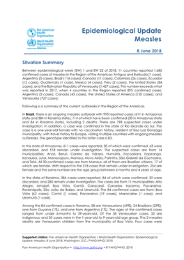 Epidemiological Update Measles