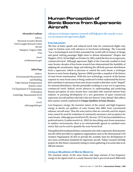 Human Perception of Sonic Booms from Supersonic Aircraft