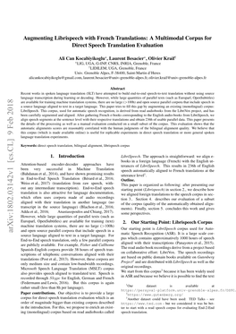 Arxiv:1802.03142V1 [Cs.CL] 9 Feb 2018 Irsec.Ti Ops Sdfratmtcsec Recogn Speech P Automatic This for Language