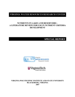 Nutrients in Lakes and Reservoirs – a Literature Review for Use in Nutrient Criteria Development