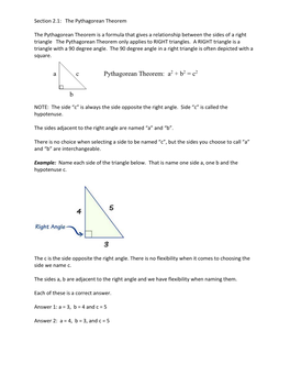 A C Pythagorean Theorem: A2 + B2 = C2 B