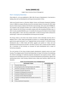 Vanke [000002.SZ] Insights Fudan University, School of Management Part I: Company Overview