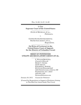 Nos. 14-46, 14-47, 14-49 Supreme Court of the United States Petitioners, V. Respondents. on Writs of Certiorari to the United St