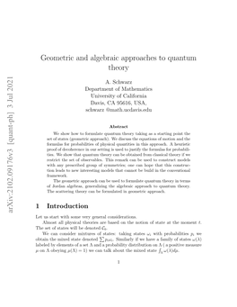 Geometric and Algebraic Approaches to Quantum Theory