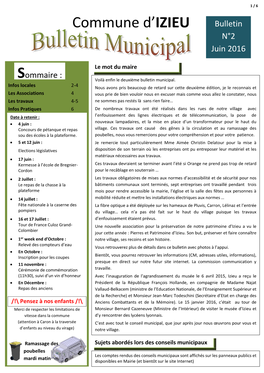 IZIEU Bulletin N°2 Juin 2016