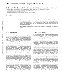 Preliminary Spectral Analysis of SN 1994I