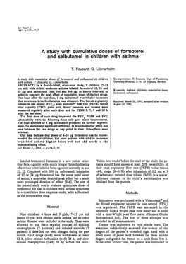 A Study with Cumulative Doses of Formoterol and Salbutamol in Children with Asthma