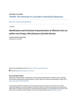 Identification and Functional Characterization of Effectors from an Anther Smut Fungus, Microbotryum Lychnidis-Dioicae