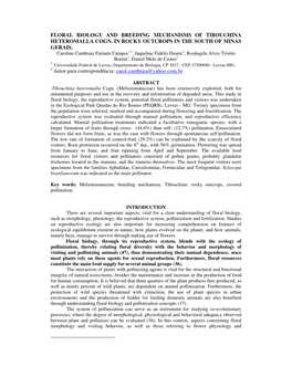 Floral Biology and Breeding Mechanisms of Tibouchina Heteromalla Cogn