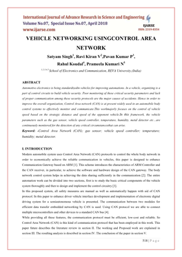 Vehicle Networking Usingcontrol Area Network