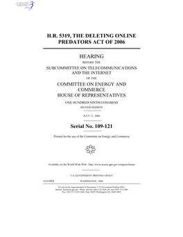 H.R. 5319, the Deleting Online Predators Act of 2006