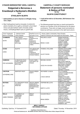 Statement of Persons Nominated and Notice of Poll