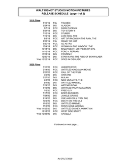 Disney-Release-Schedule 5.7.19.Xlsx