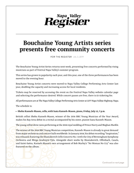 Bouchaine Young Artists Series Presents Free Community Concerts