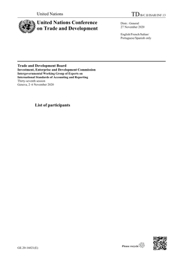 Intergovernmental Working Group of Experts on International Standards of Accounting and Reporting Thirty-Seventh Session Geneva, 2–6 November 2020