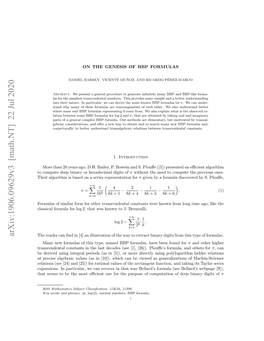 ON the GENESIS of BBP FORMULAS 3 Where R0 and R1 Are Rational Numbers