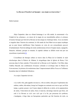 La Havane D'eusebio Leal Spengler : Une Utopie En Résurrection