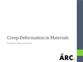 Creep (Deformation) in Materials
