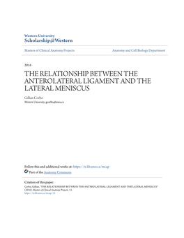 The Relationship Between the Anterolateral Ligament and the Lateral Meniscus