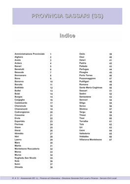 PROVINCIA SASSARI (SS) Indice