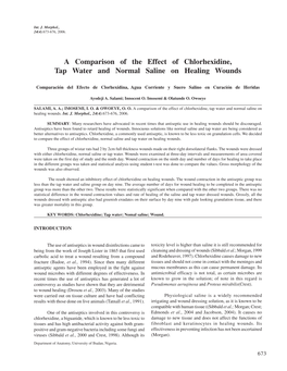 A Comparison of the Effect of Chlorhexidine, Tap Water and Normal Saline on Healing Wounds