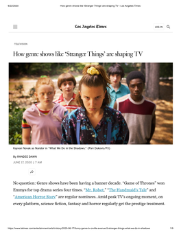 How Genre Shows Like 'Stranger Things' Are Shaping TV - Los Angeles Times