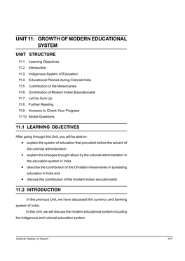 Unit 11: Growth of Modern Educational System