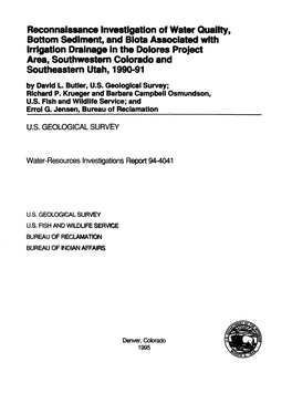 Reconnaissance Investigation of Water Quality, Bottom Sediment