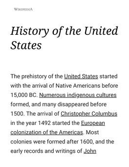 History of the United States