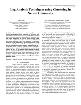 Log Analysis Techniques Using Clustering in Network Forensics