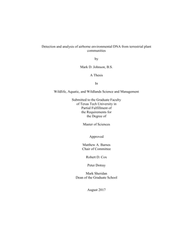 Detection and Analysis of Airborne Environmental DNA from Terrestrial Plant Communities