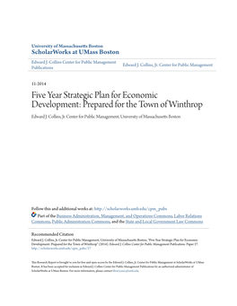 Five Year Strategic Plan for Economic Development: Prepared for the Town of Winthrop Edward J