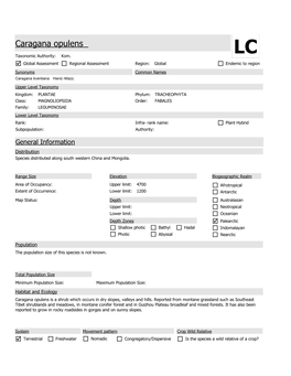 Caragana Opulens LC Taxonomic Authority: Kom