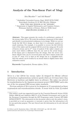 Analysis of the Non-Linear Part of Mugi