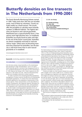 Butterfly Densities on Line Transects in the Netherlands from 1990-2001