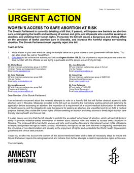 Urgent Action