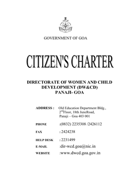 Directorate of Women and Child Development (Dw&Cd) Panaji