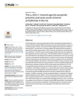 The IK1/Kir2.1 Channel Agonist Zacopride Prevents and Cures Acute Ischemic Arrhythmias in the Rat