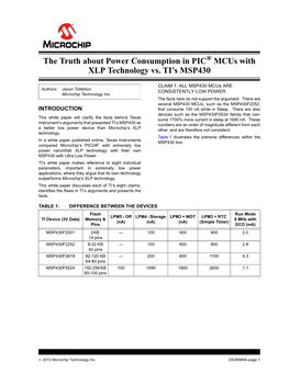 Mcus with XLP Technology Vs. TI's MSP430