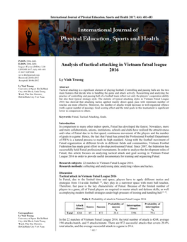 Analysis of Tactical Attacking in Vietnam Futsal League 2016
