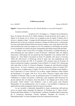 Comunicato Dei Frati Minori Conventuali Sulla Morte Fr. Basilio Randazzo