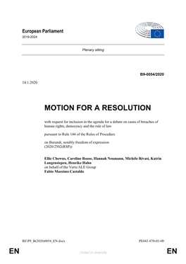 En En Motion for a Resolution