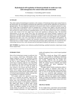 Hydrological Self-Regulation of Domed Peatlands in South-East Asia and Consequences for Conservation and Restoration